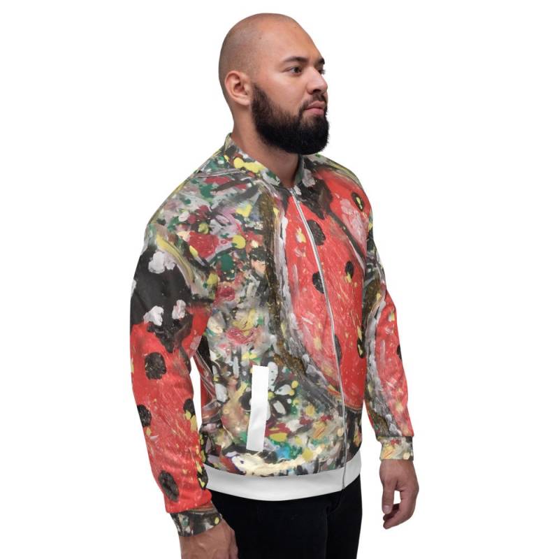 Unisex Bomberjacke, Mit Marienkäfer, Unisex, Glücksbringer, Designerstück, Originelles Design, Geschenkidee, Gemälde Druck, Expressionismus von ValeriaSivtsova