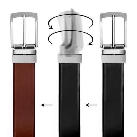 Valerio Herren Reversibler Schwarz & Braun (ZWEI IN EINEM) Echtes Volles Leder Maserung Verdrehbare Gürtelschnalle Freizeit Formal Gürtel (105 cm / 38 Inches) von Valerio