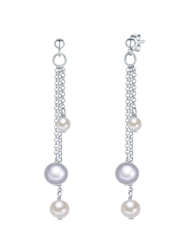 Valero Pearls Damen Ohrhänger aus 925/- Sterling Silber mit Süßwasser-Zuchtperlen von Valero Pearls