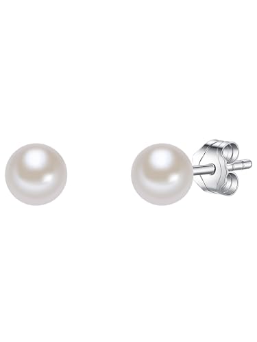 Valero Pearls Damen-Ohrstecker Hochwertige Süßwasser-Zuchtperlen in ca. 4 mm Rund weiß 925 Sterling Silber - Perlenohrstecker mit echten Perlen 186110 von Valero Pearls