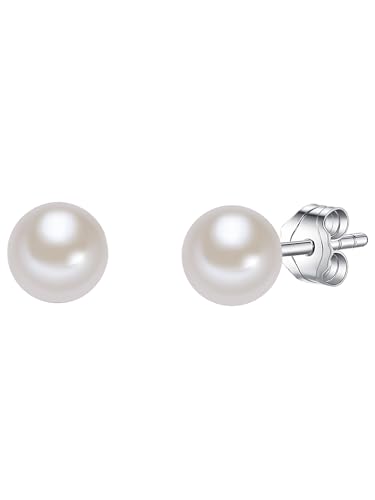 Valero Pearls Damen-Ohrstecker Hochwertige Süßwasser-Zuchtperlen in ca. 6 mm Rund weiß 925 Sterling Silber - Perlenohrstecker mit echten Perlen 186130 von Valero Pearls