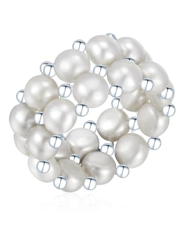 Valero Pearls Damen Perlenring Elastisch Süßwasser-Zuchtperlen 4-5 mm Button grau 925 Sterling Silber - Perlenring flexibel einstellbar echte Perlen Valero Pearls Damen Perlenring Elastisch Süßwasser-Zuchtperlen 4-5 mm Button grau 925 Sterling Silber - Perlenring flexibel einstellbar echte Perlen von Valero Pearls
