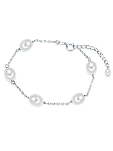 Valero Pearls Damen Armband aus 925/- Sterling Silber mit Süßwasser-Zuchtperlen ca. 7,0-7,5 mm von Valero Pearls