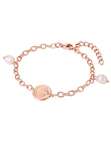 Valero Pearls Damen Armband aus Edelstahl mit Preciosa Süßwasser-Zuchtperle ca. 6,4 mm von Valero Pearls