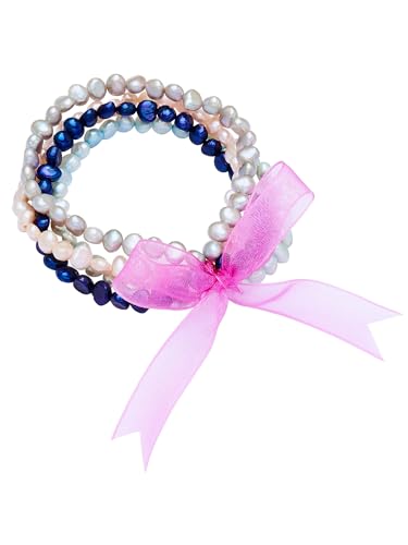 Valero Pearls Damen Armband aus Satin mit Süßwasser-Zuchtperlen ca. 5,0-6,0 mm von Valero Pearls