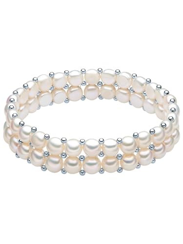 Valero Pearls Damen Armband mit Süßwasser-Zuchtperlen weiß ca. 6,0-6,5 mm von Valero Pearls