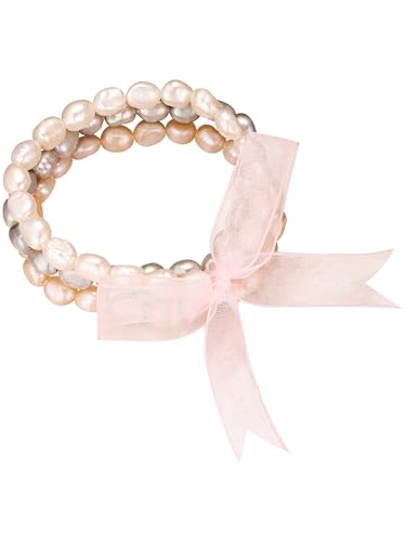 Valero Pearls Damen Armband mit barock Süßwasser-Zuchtperle ca. 7,0-8,0 mm Perlenarmband 3 er Set von Valero Pearls