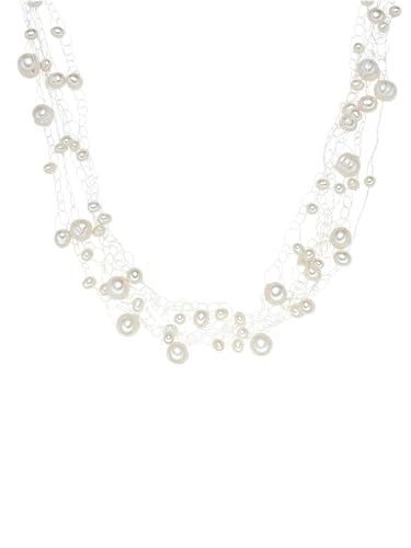 Valero Pearls Damen-Kette Hochwertige Süßwasser-Zuchtperlen ca. 4-8 mm Oval weiß 925 Sterling Silber - Perlenkette Halskette mit echten Perlen von Valero Pearls