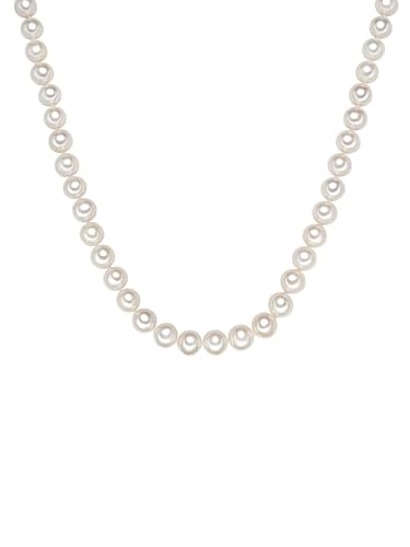 Valero Pearls Damen Perlenhalskette Hochwertige Süßwasser-Zuchtperlen 10-11 mm Rund weiß 925 Sterling Silber - Perlenkette Halskette echte Perlen von Valero Pearls