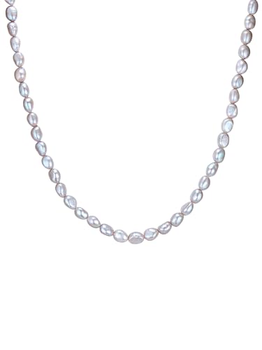 Valero Pearls Damen Kette aus 925/- Sterling Silber rhodiniert mit barock Süßwasser-Zuchtperle ca. 6,5-7,0 mm Perlenkette von Valero Pearls