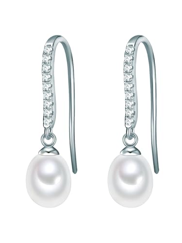 Valero Pearls Damen-Ohrhänger Sterling Silber 925 Süßwasser-Zuchtperlen weiß - Ohrringe für Frauen mit Süßwasser-perle von Valero Pearls