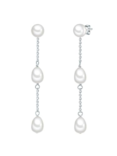 Valero Pearls Damen Ohrhänger aus 925/- Sterling Silber mit Süßwasser-Zuchtperlen ca. 6,0-7,0 mm von Valero Pearls
