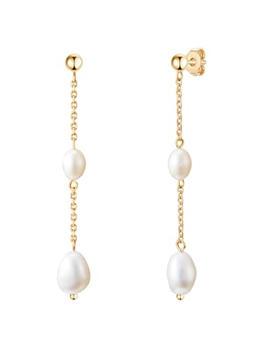 Valero Pearls Damen Ohrringe aus Edelstahl mit Süßwasser-Zuchtperle ca. 5,5/8,2 mm von Valero Pearls