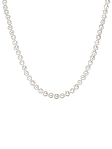 Valero Pearls Damen Perlenhalskette Hochwertige Süßwasser-Zuchtperlen 7-8 mm Rund weiß 925 Sterling Silber - Perlenkette Halskette mit echten Perlen von Valero Pearls