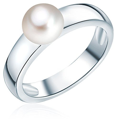 Valero Pearls Damen-Ring 925 Silber rhodiniert Perle Süßwasser-Zuchtperle Creme Gr. 60 (19.1) - 609250096 von Valero Pearls