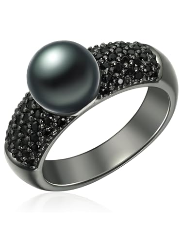 Valero Pearls Damen Ring aus 925/- Sterling Silber mit Zirkonia Süßwasser-Zuchtperle von Valero Pearls
