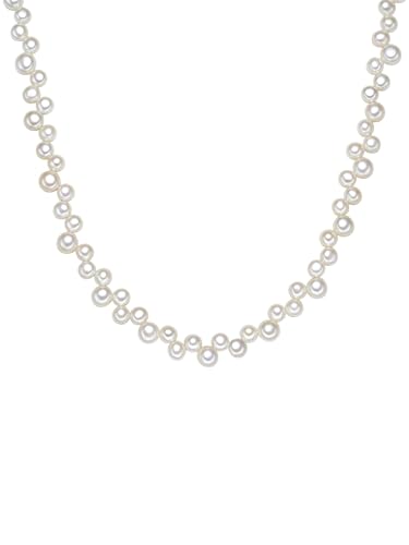 Valero Pearls Kette Damen mit Süßwasser-Zuchtperlen weiß ca. 6,0-8,0 mm von Valero Pearls