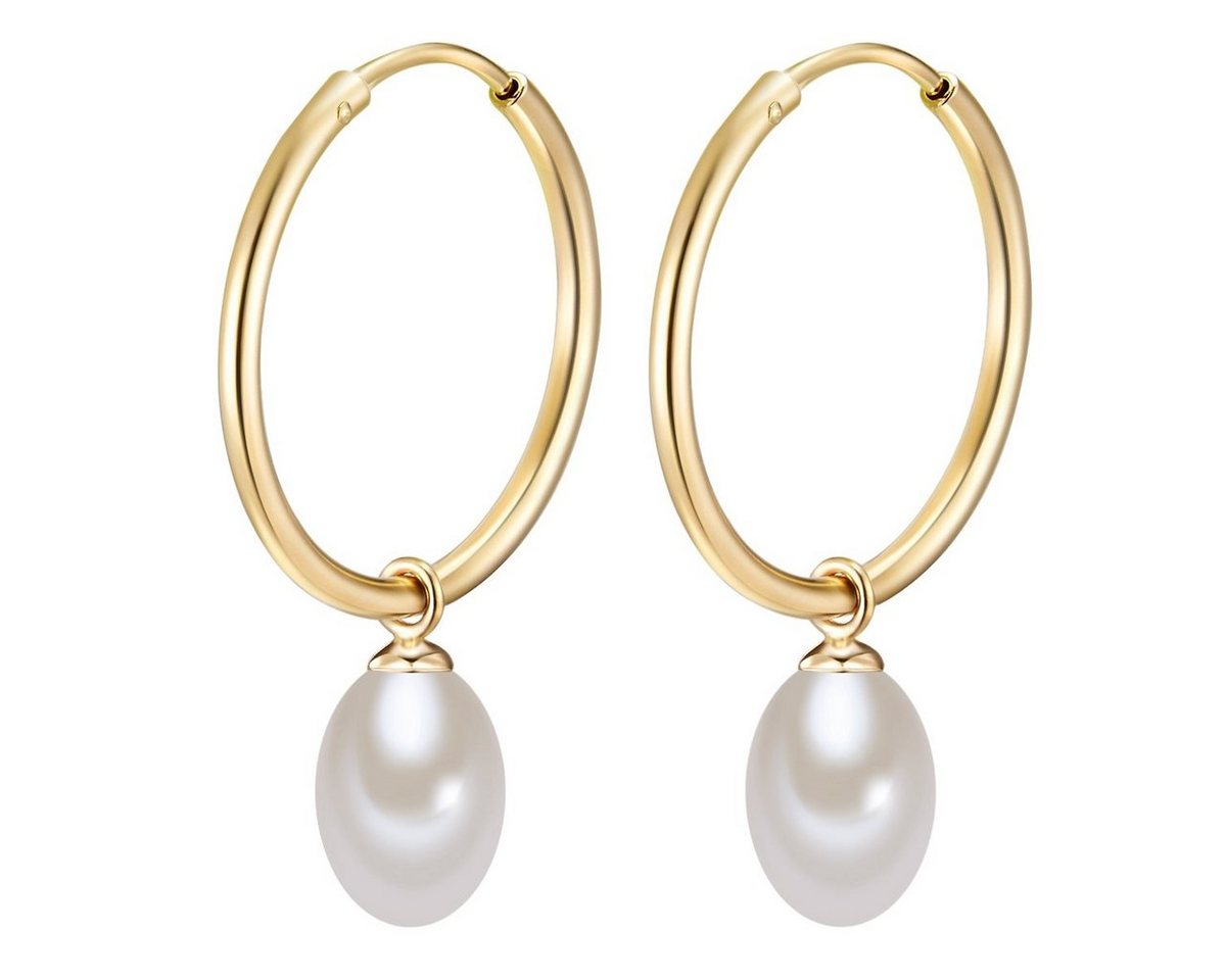 Valero Pearls Paar Creolen gelbgold, aus Süßwasserperlen Valero Pearls Paar Creolen gelbgold, aus Süßwasserperlen von Valero Pearls