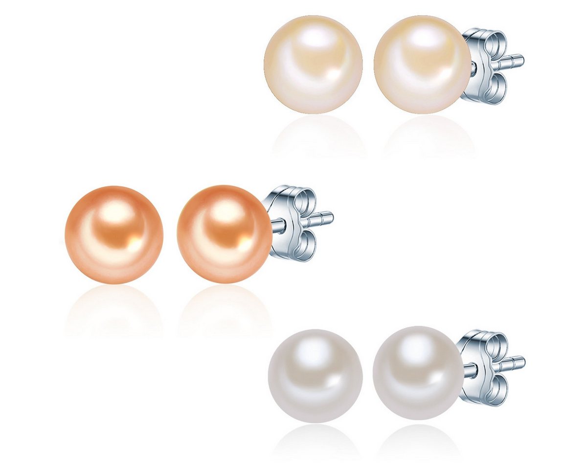 Valero Pearls Paar Ohrstecker Set: A1052 (6-tlg), aus Süßwasser-Zuchtperlen von Valero Pearls