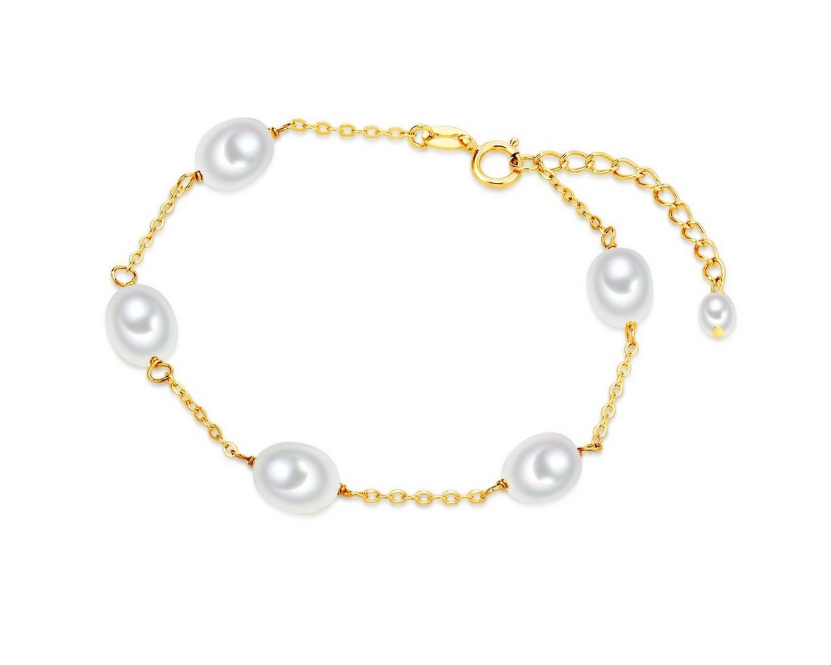 Valero Pearls Perlenarmband gelbgold, aus Süßwasser-Zuchtperlen von Valero Pearls