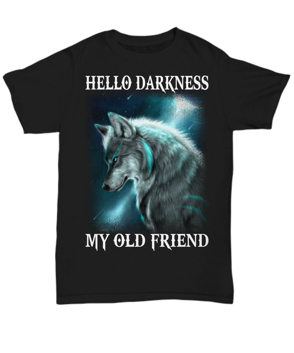 Grafik Wolf-Shirt, Hallo Dunkelheit Mein Alter Freund, Geschenk Für Liebhaber Der Wolf, Wolf Pack Shirt, Wolf-Shirt Mit Papa, Mama Cool T von ValhallasGlory