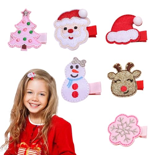 Valicaer Weihnachten Haarspangen,Weihnachten Mädchen Haarschmuck Set Weihnachten Bowknot Haarschmuck Glitter Weihnachts Haarklammern Clips Weihnachts Haarnadel Haargummis für Mädchen,Kinder (Rosa) von Valicaer