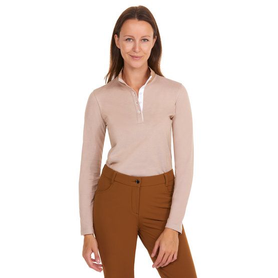 Valiente 2-Tone Pique Thermo Polo Langarm beige von Valiente