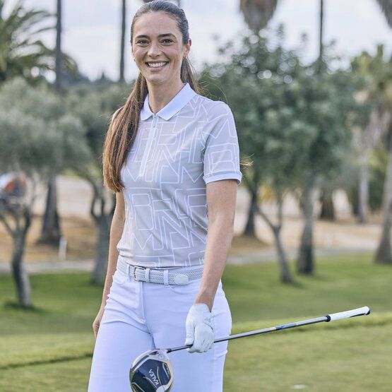 Valiente Druck Pique Halbarm Polo sand von Valiente