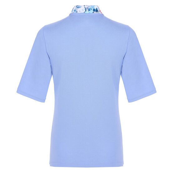 Valiente Floral-Druck-Kragen Halbarm Polo hellblau von Valiente