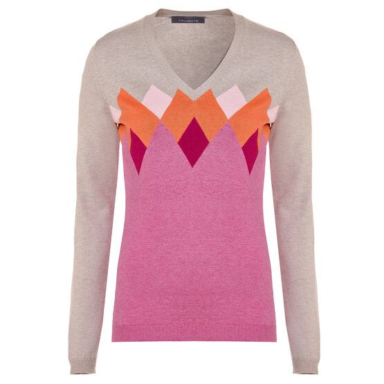 Valiente Rauten-Jaquard Pullover Strick rosa von Valiente