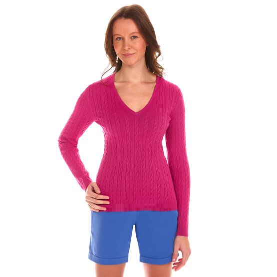 Valiente Zopf Pullover Strick fuchsia von Valiente