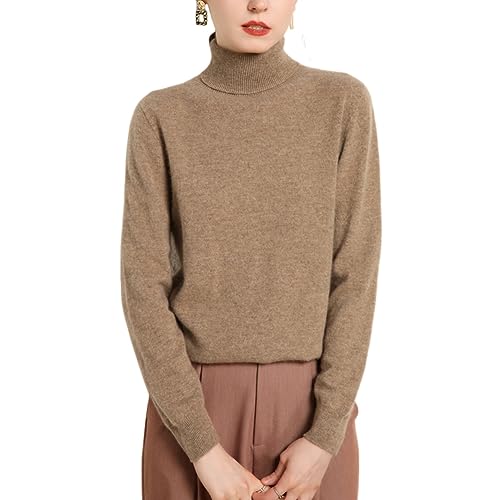 Valin Damen 95% Kaschmir Pullover Braun Rollkragen Langarm Strickpullover Kaschmir Wolle Einfarbige Relaxed Dünner Pullover,40,MZ2214 Valin Damen 95% Kaschmir Pullover Braun Rollkragen Langarm Strickpullover Kaschmir Wolle Einfarbige Relaxed Dünner Pullover,40,MZ2214 von Valin