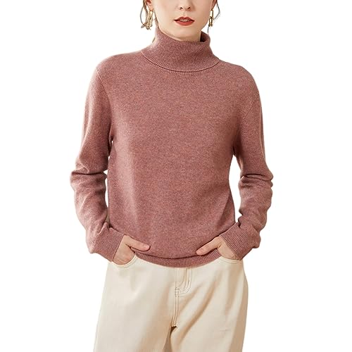 Valin Damen 95% Kaschmir Pullover Dunkelviolett Rollkragen Langarm Strickpullover Kaschmir Wolle Einfarbige Relaxed Dünner Pullover,38,YZL503 von Valin