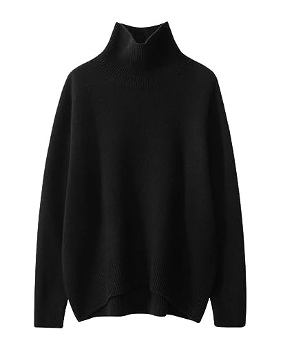 Valin Damen Kaschmir&Wolle Pullover Braun Stehkragen Langarm Strickpullover Einfarbige Relaxed Dicker Kaschmir Pullover,Einheitsgröße,VZ8306 von Valin