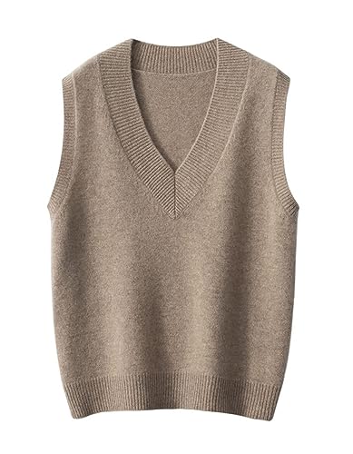 Valin Damen 95% Kaschmir Pullunder Beige V-Ausschnitt Ohne Arm Pullover Kaschmir Wolle Einfarbige Schlanker Dicker Pullunder,42,ZSBR8311 Valin Damen 95% Kaschmir Pullunder Beige V-Ausschnitt Ohne Arm Pullover Kaschmir Wolle Einfarbige Schlanker Dicker Pullunder,42,ZSBR8311 von Valin