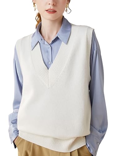 Valin Damen Kaschmir&Wolle Pullunder Dunkelgrau V-Ausschnitt Ohne Arm Pullover Einfarbige Schlanker Dicker Kaschmir Pullunder,42,VZ8311 von Valin