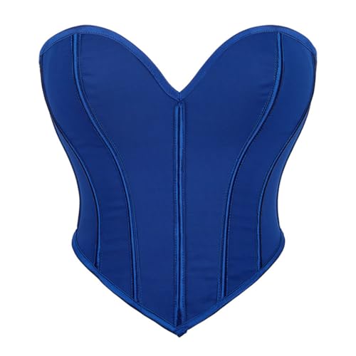 Valin Damen Blau Push up Überbrust Korsett Top Einfarbiges Rücken Schnürung Korsage Corsage,38-40,C8463 von Valin
