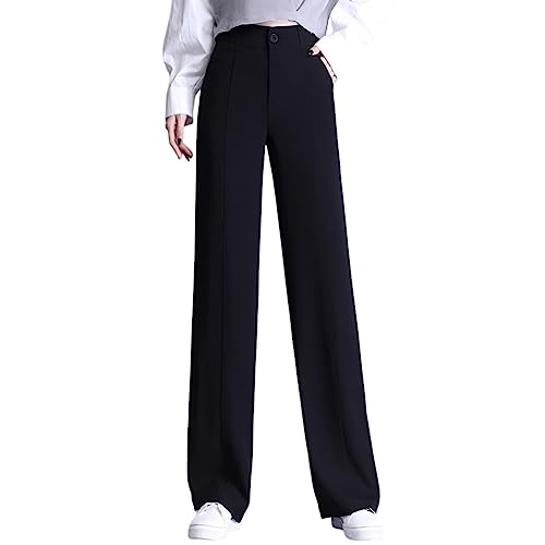 Valin Damen Gerade Geschnittene Hose Schwarz Hohe Taille großen Größen Hose Frühling, Sommer und Herbst Freizeit Business Hose Einfarbig Freizeithose,EU 36,V5319 von Valin