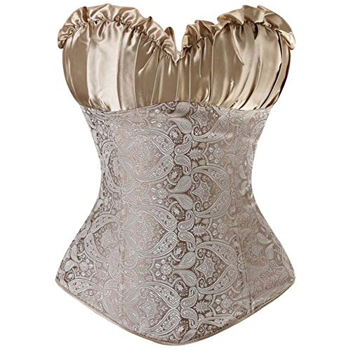 Valin Damen Große Größen Reissverschluß Corsage Korsett Vollbrust Korsett Kunststoff entbeint,C495,Gold,4XL von Valin