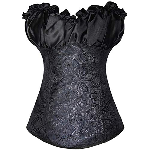 Valin Damen Große Größen Reissverschluß Corsage Korsett Vollbrust Korsett Kunststoff entbeint,C495,Schwarz,3XL von Valin