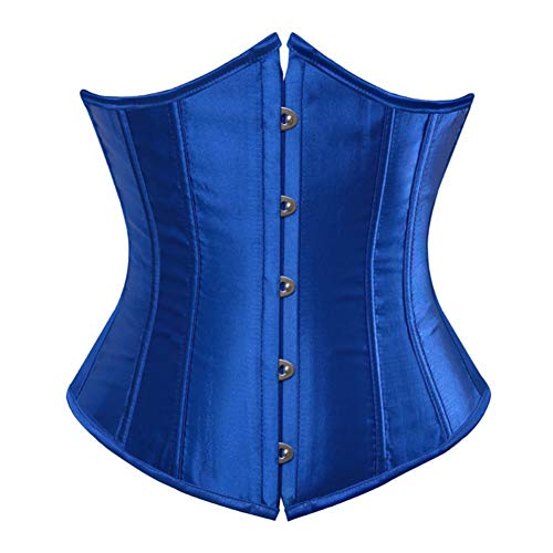 Valin Damen Große Größen Schnürt Sich Corsage Korsett Unterbrust G-String Top Korsett Kunststoff entbeint,C120-1,Blau,3XL von Valin