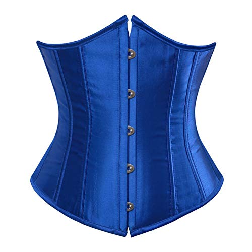 Valin Damen Große Größen Schnürt Sich Corsage Korsett Unterbrust G-String Top Korsett Kunststoff entbeint,C120-1,Blau,M von Valin