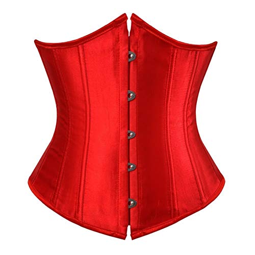 Valin Damen Große Größen Schnürt Sich Corsage Korsett Unterbrust G-String Top Korsett Kunststoff entbeint,C120-1,Rot,3XL von Valin