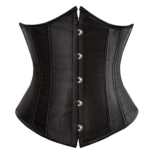 Valin Damen Große Größen Schnürt Sich Corsage Korsett Unterbrust G-String Top Korsett Kunststoff entbeint,C120-1,Schwarz,4XL von Valin