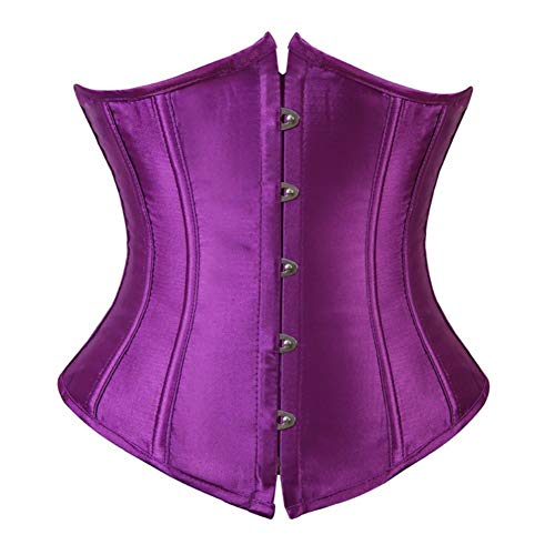 Valin Damen Große Größen Schnürt Sich Corsage Korsett Unterbrust G-String Top Korsett Kunststoff entbeint,C120-1,Violett,4XL von Valin