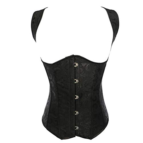 Valin Damen Große Größen Schnürt Sich Corsage Korsett Unterbrust G-String Top Korsett Stahl entbeint,C602,Schwarz,4XL von Valin