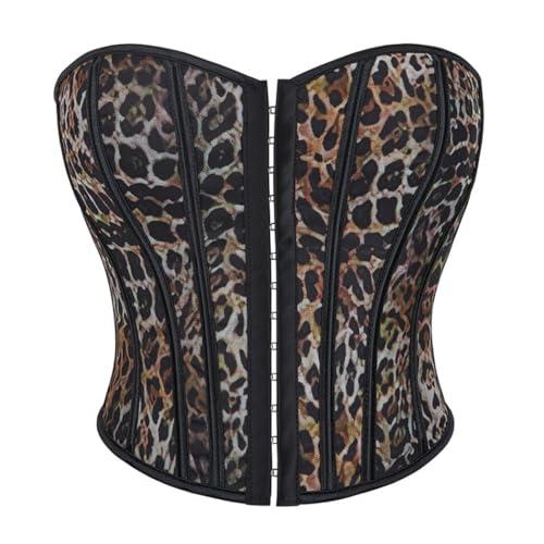 Valin Damen Leopard Push up Überbrust Korsett Top Leopard Rücken Schnürung Korsage Corsage,32-34,C8445 von Valin