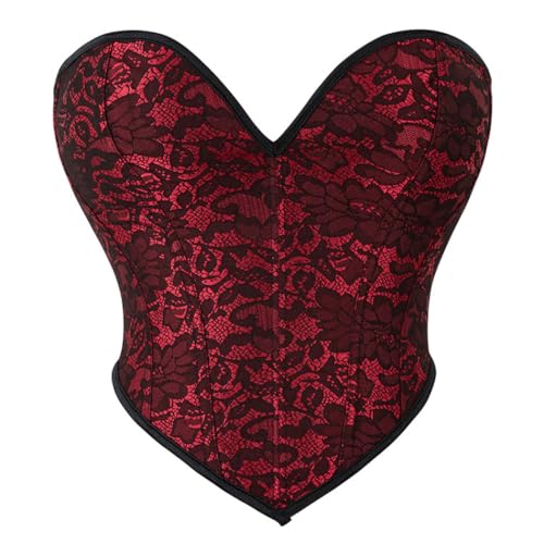 Valin Damen Rot Push up Überbrust Korsett Top Gestickt Rücken Schnürung Korsage Corsage,34-36,C6171 von Valin