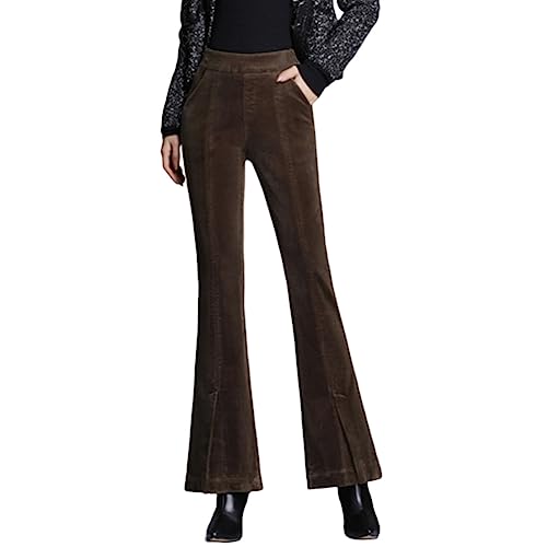 Valin Damen Schlaghose Khaki Hohe Taille großen Größen Hose Frühling und Herbst Dick Elastischem Bund Business Hose Einfarbig Freizeithose,EU 42,V9266 von Valin