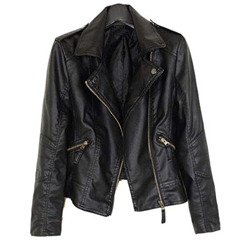 Valin Damen Schwarz Kunstleder Motorrad Jacke Lederjacke Schlank Epaulett Revers Kurz Mantel,P100,XS Valin Damen Schwarz Kunstleder Motorrad Jacke Lederjacke Schlank Epaulett Revers Kurz Mantel,P100,XS von Valin